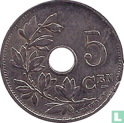 Belgien 5 Centime 1910 (NLD - ij mit Punkten) - Bild 2