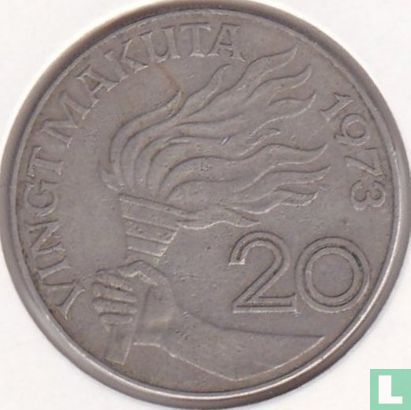 Zaïre 20 makuta 1973 - Afbeelding 1