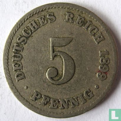 Empire allemand 5 pfennig 1899 (J) - Image 1