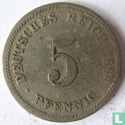 Duitse Rijk 5 pfennig 1898 (D) - Afbeelding 1