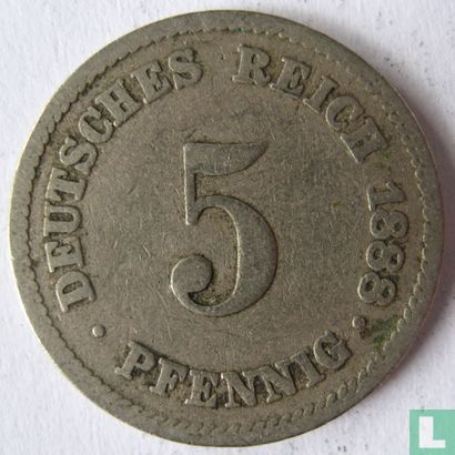 Empire allemand 5 pfennig 1888 (A) - Image 1