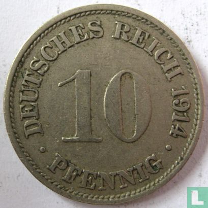 Duitse Rijk 10 pfennig 1914 (G) - Afbeelding 1