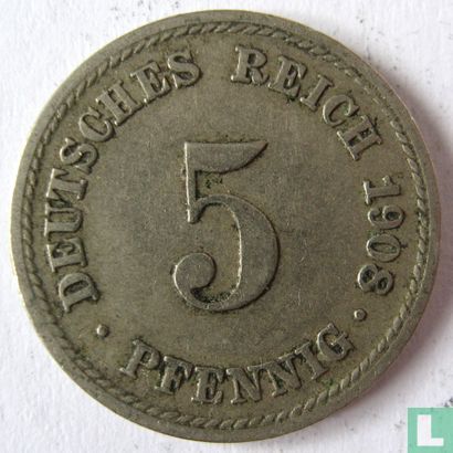 German Empire 5 pfennig 1908 (F) - Image 1