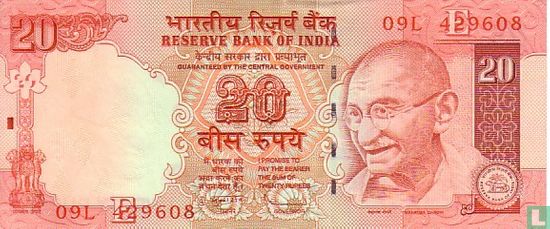 India 20 Rupees  - Afbeelding 1