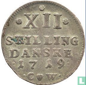 Denemarken 12 skilling 1719 - Afbeelding 1