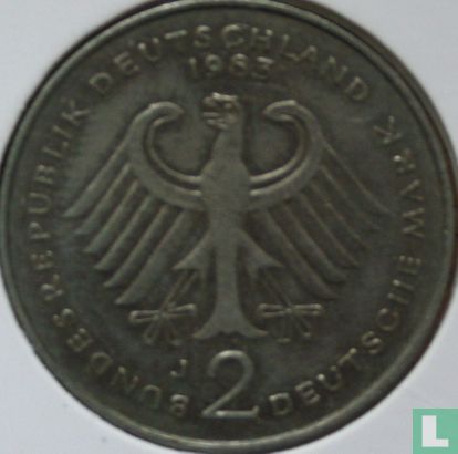Duitsland 2 mark 1983 (J - Konrad Adenauer) - Afbeelding 1