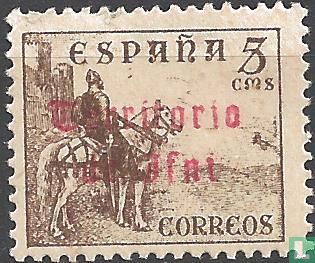 El Cid on horseback with overprint