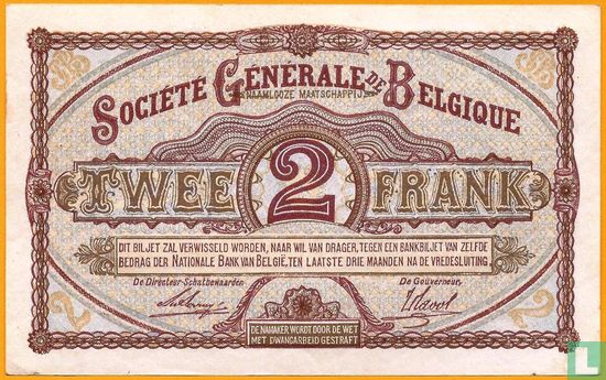 Belgium 2 Francs 1915 - Image 2