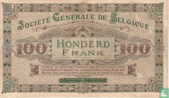 België 100 Frank 1916 - Afbeelding 2