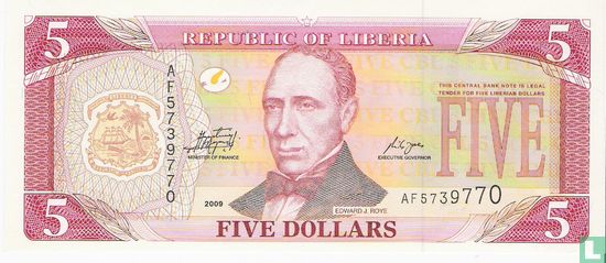 Liberia 5 Dollars   - Afbeelding 1