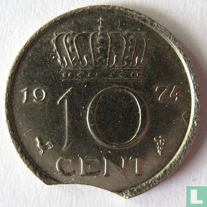 Pays-Bas 10 cent 1974 (fauté) - Image 1
