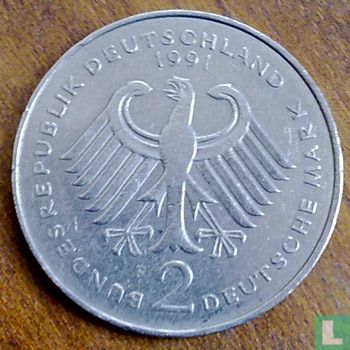Germany 2 mark 1991 (F - Ludwig Erhard) - Image 1