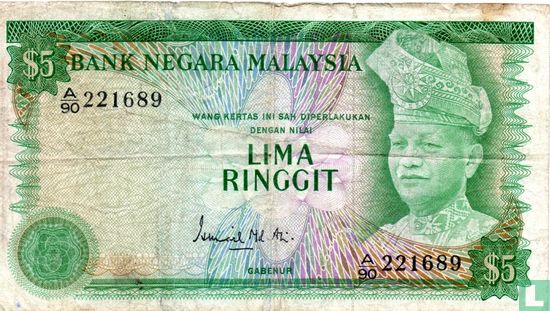 Malaysia 5 Ringgit ND (1976) - Image 1