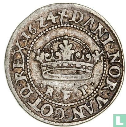 Denemarken ½ krone 1624 (Borstbeeld) - Afbeelding 1