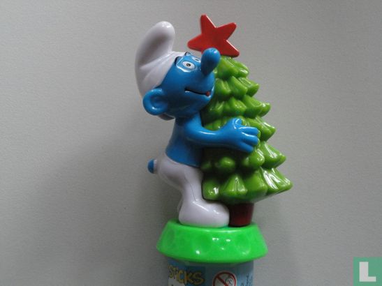 Smurf met kerstboom op' Candy Stick'