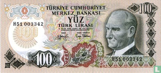 Turkije 100 Lira ND (1979/L1970) - Afbeelding 1