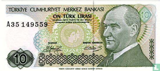 Turquie 10 Lira ND (1979/L1970) P192a1 - Image 1