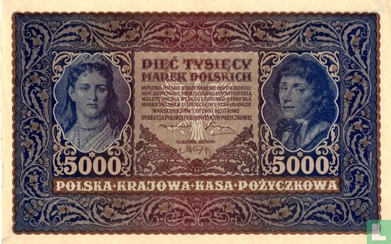 Pologne 5.000 Marek 1920 - Image 1