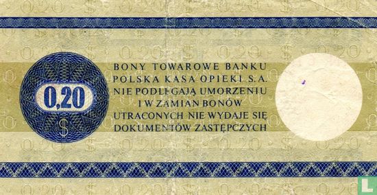 Polen Foreign Exchange Certificate 20 Cents 1979 - Afbeelding 2