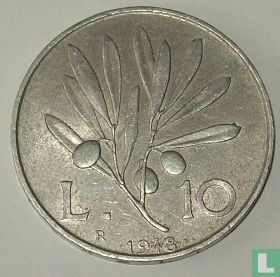 Italië 10 lire 1948 - Afbeelding 1