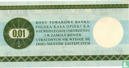 Polen Foreign Exchange Certificate 1 Cent 1979 - Afbeelding 2