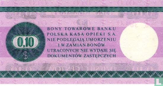 Polen Foreign Exchange Certificate 10 Cents 1979 - Bild 2