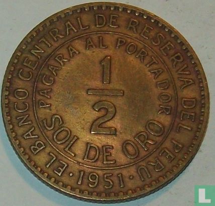 Peru ½ sol de oro 1951 - Afbeelding 1