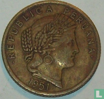 Peru 10 centavos 1951 (2.7 g - met AFP) - Afbeelding 1
