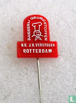 Bakkerij grondstoffen N.V. J.H. Verstegen Rotterdam [zilver op rood]