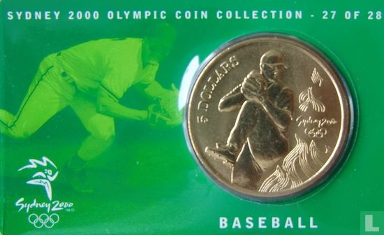 Australië 5 dollars 2000 (coincard) "Summer Olympics in Sydney - Baseball" - Afbeelding 2