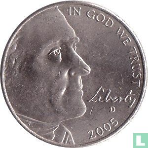 United States 5 cents 2005 (D) "American bison" - Image 1