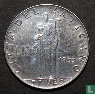 Vatican 100 lire 1955 (type 2) - Image 1