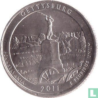 United States ¼ dollar 2011 (P) "Gettysburg national military park - Pennsylvania" - Image 1