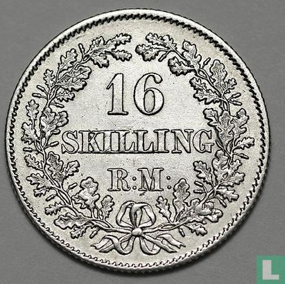 Denemarken 16 skilling rigsmond 1857 - Afbeelding 2