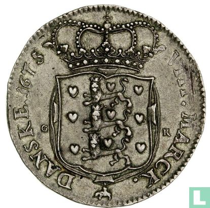 Danemark 2 kroner 1675 (terrain plat) - Image 1
