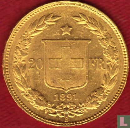 Zwitserland 20 francs 1891 - Afbeelding 1