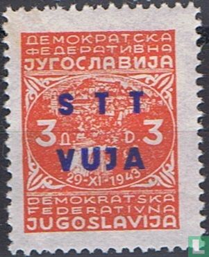Timbres de l'Yougoslavie, avec surcharge VUJA STT