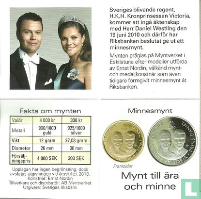 Sweden 300 kronor 2010 (PROOF) "Wedding of Princess Victoria and Daniel" - Image 3