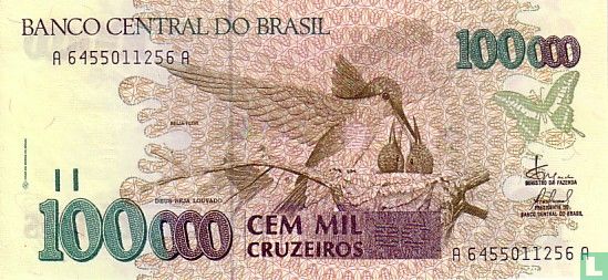 Brazilië 100.000 Cruzeiros - Afbeelding 1
