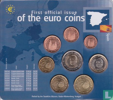 Spanien Kombination Set 2002 "First official issue of the euro coins" - Bild 1