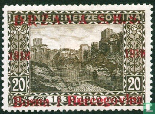 Bosnische postzegel met opdruk