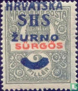 Hongaarse postzegel met opdruk