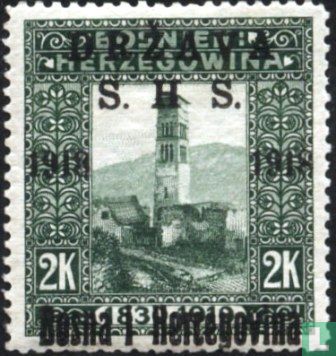 Bosnische postzegel met opdruk