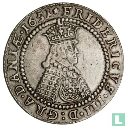 Danemark 1 krone 1651 (dans le sens horaire : DOMINVS PROVIDEBIT) - Image 1
