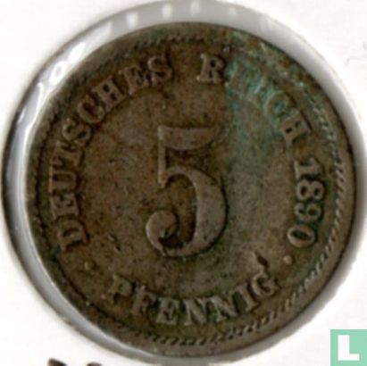 Empire allemand 5 pfennig 1890 (E) - Image 1