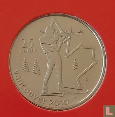 Canada 25 cents 2007 (non coloré) "Vancouver 2010 Winter Olympics - Biathlon" - Image 2