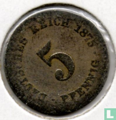Empire allemand 5 pfennig 1875 (J) - Image 1