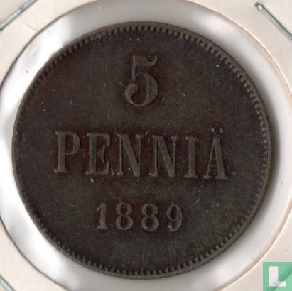 Finland 5 penniä 1889 - Image 1