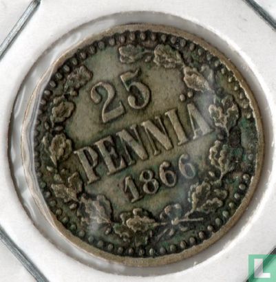 Finlande 25 penniä 1866 - Image 1