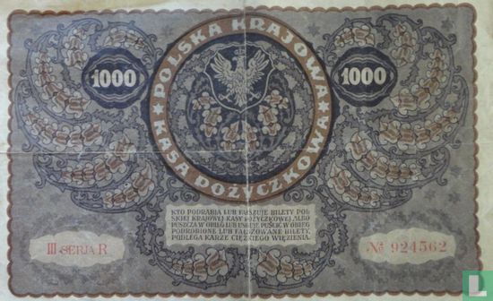Pologne 1.000 Marek 1919 - Image 2
